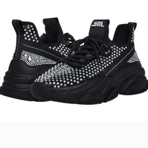 Steve Madden Black Rhinestone Platform Sneakers